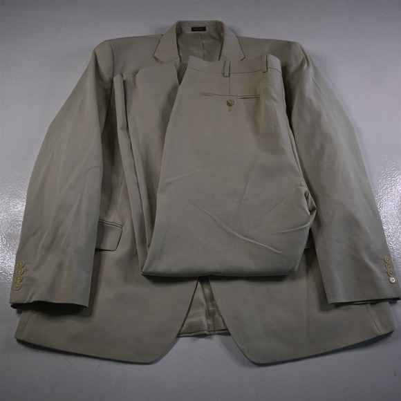 Stafford 50R 38x32 Khaki Travel Wool Mens Jacket Pants Suit